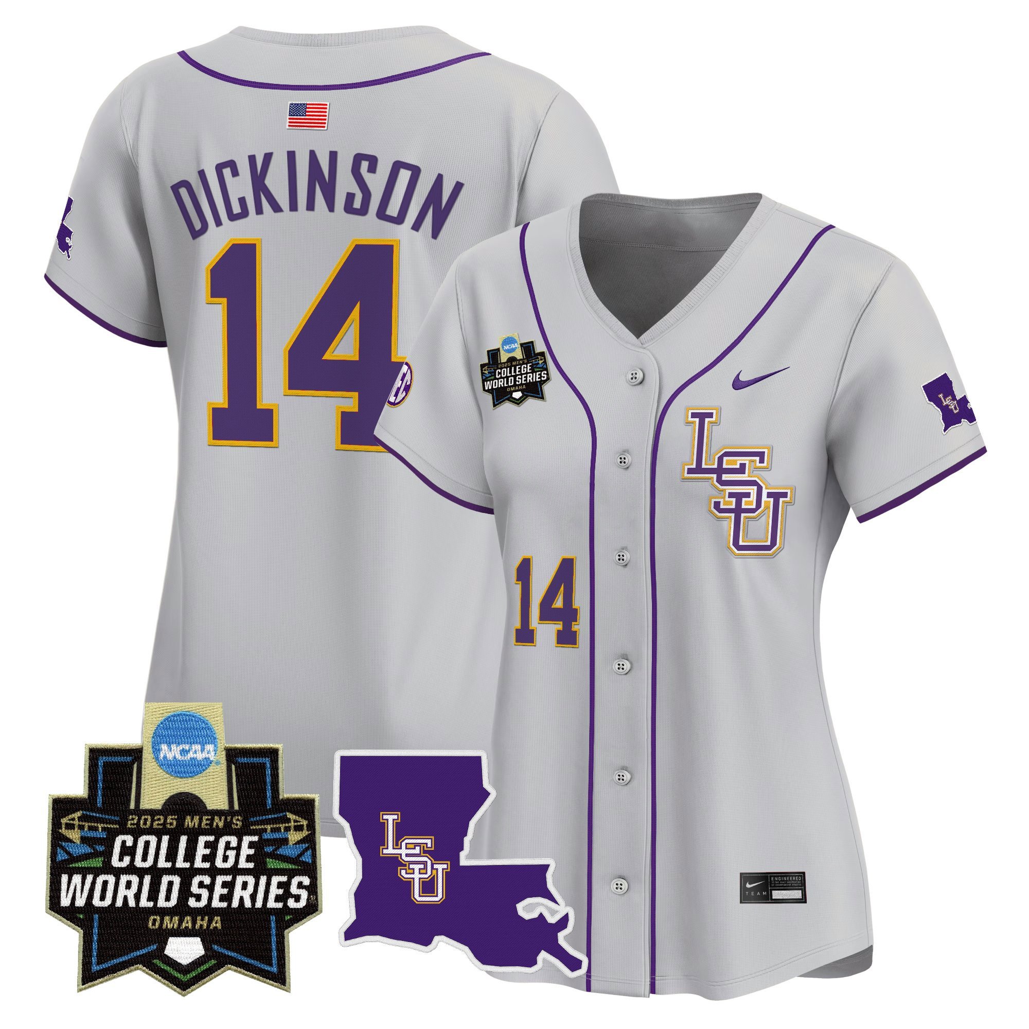 Women's LSU Tigers 2025 World Series Vapor Premier Limited Jersey - Gray Daniel Dickinson