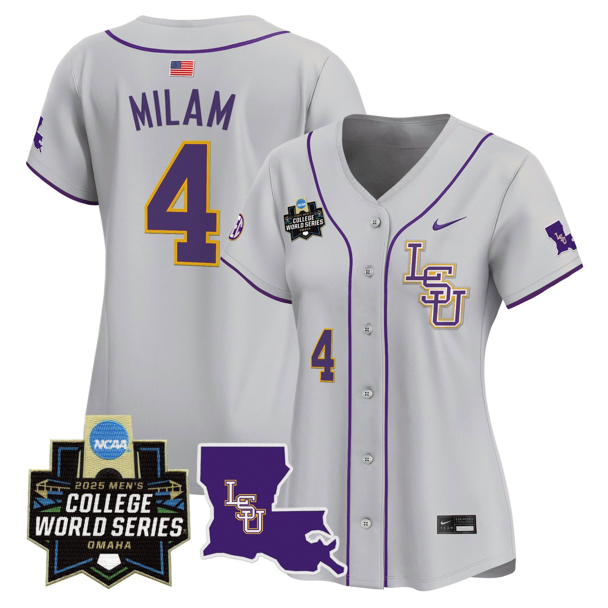 Women's LSU Tigers 2025 World Series Vapor Premier Limited Jersey - Gray Steven Milam