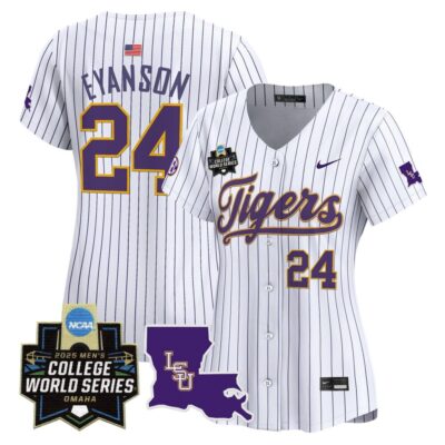Women's LSU Tigers 2025 World Series Vapor Premier Limited Jersey - Pinstripe Anthony Eyanson