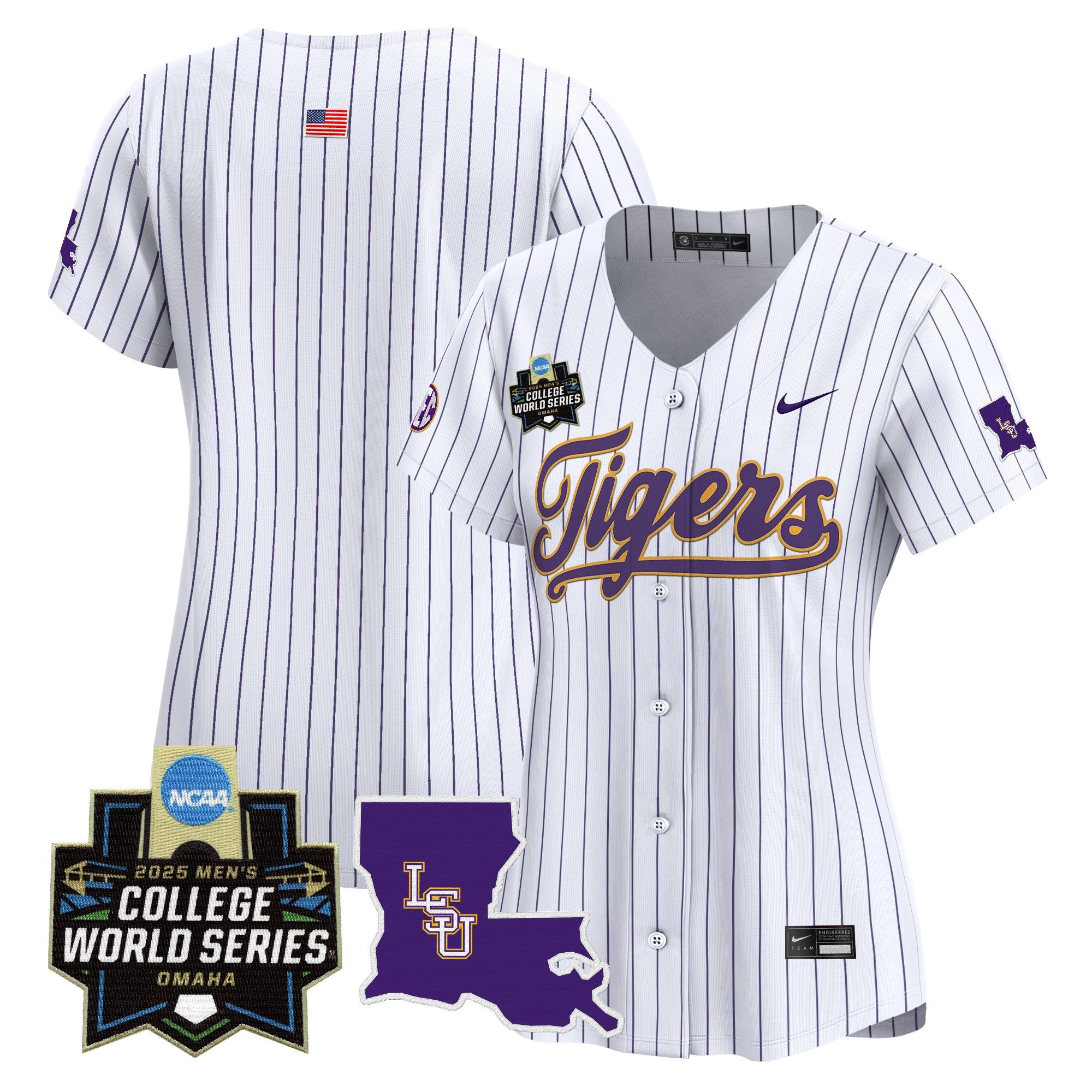 Women's LSU Tigers 2025 World Series Vapor Premier Limited Jersey - Pinstripe Team