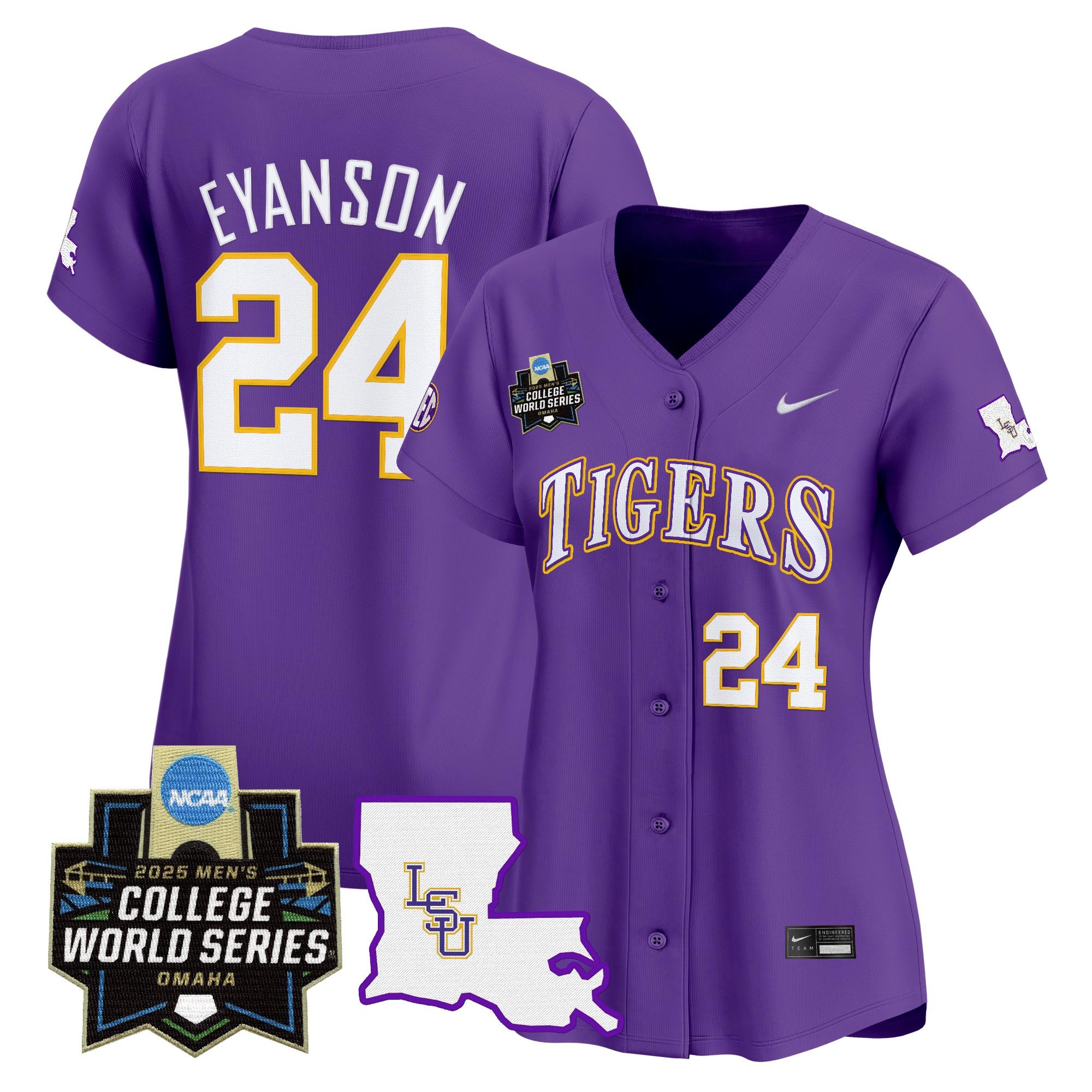 Women's LSU Tigers 2025 World Series Vapor Premier Limited Jersey - Purple Anthony Eyanson