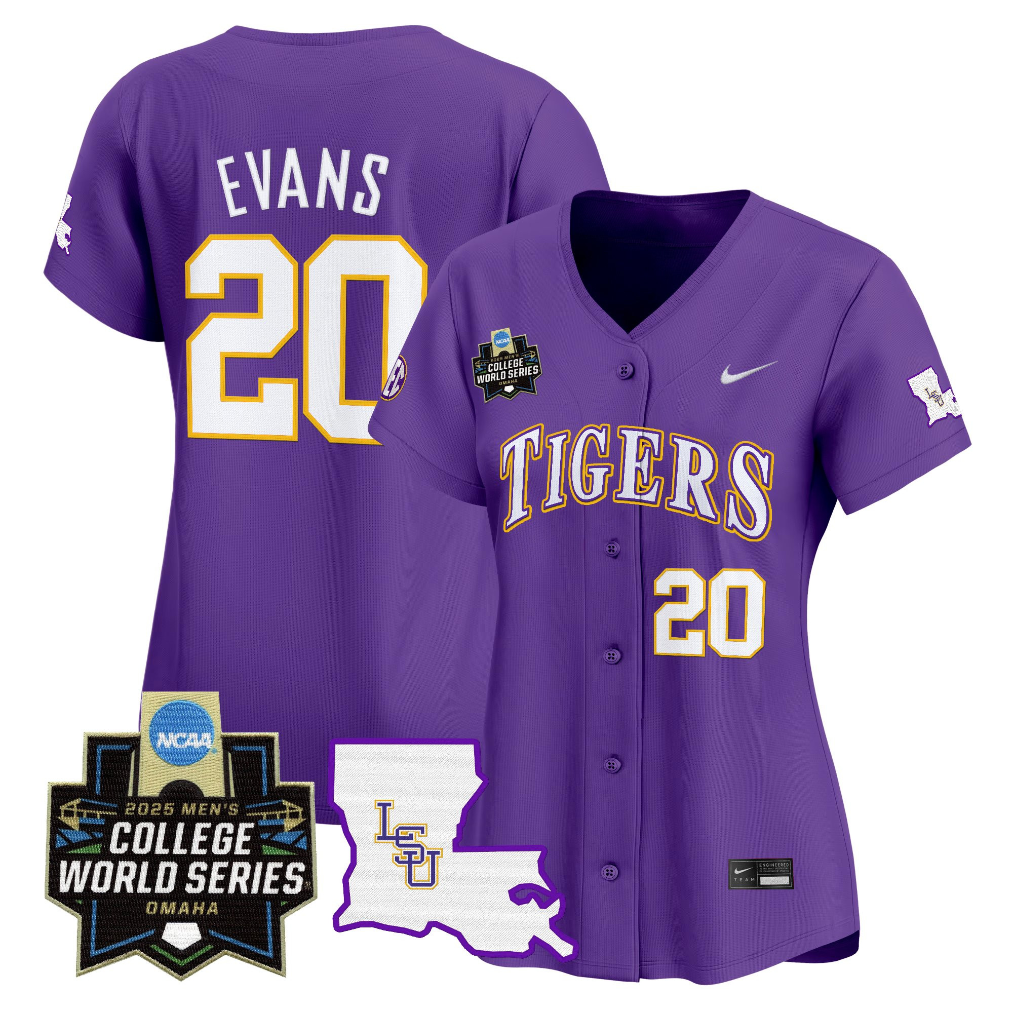 Women's LSU Tigers 2025 World Series Vapor Premier Limited Jersey - Purple Casan Evans