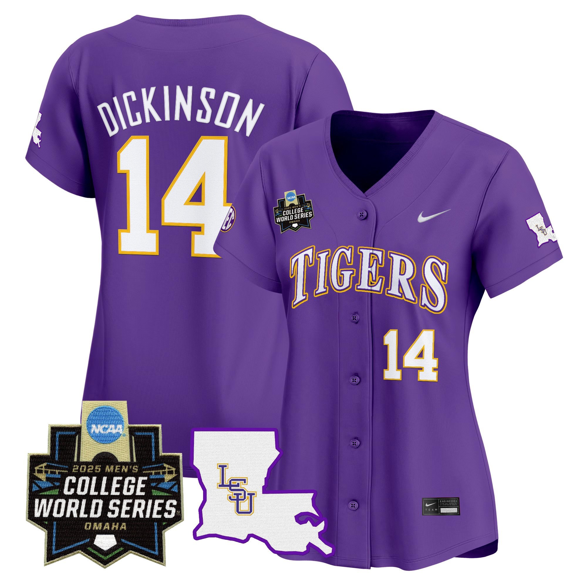 Women's LSU Tigers 2025 World Series Vapor Premier Limited Jersey - Purple Daniel Dickinson