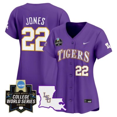 Women's LSU Tigers 2025 World Series Vapor Premier Limited Jersey - Purple Jared Jones