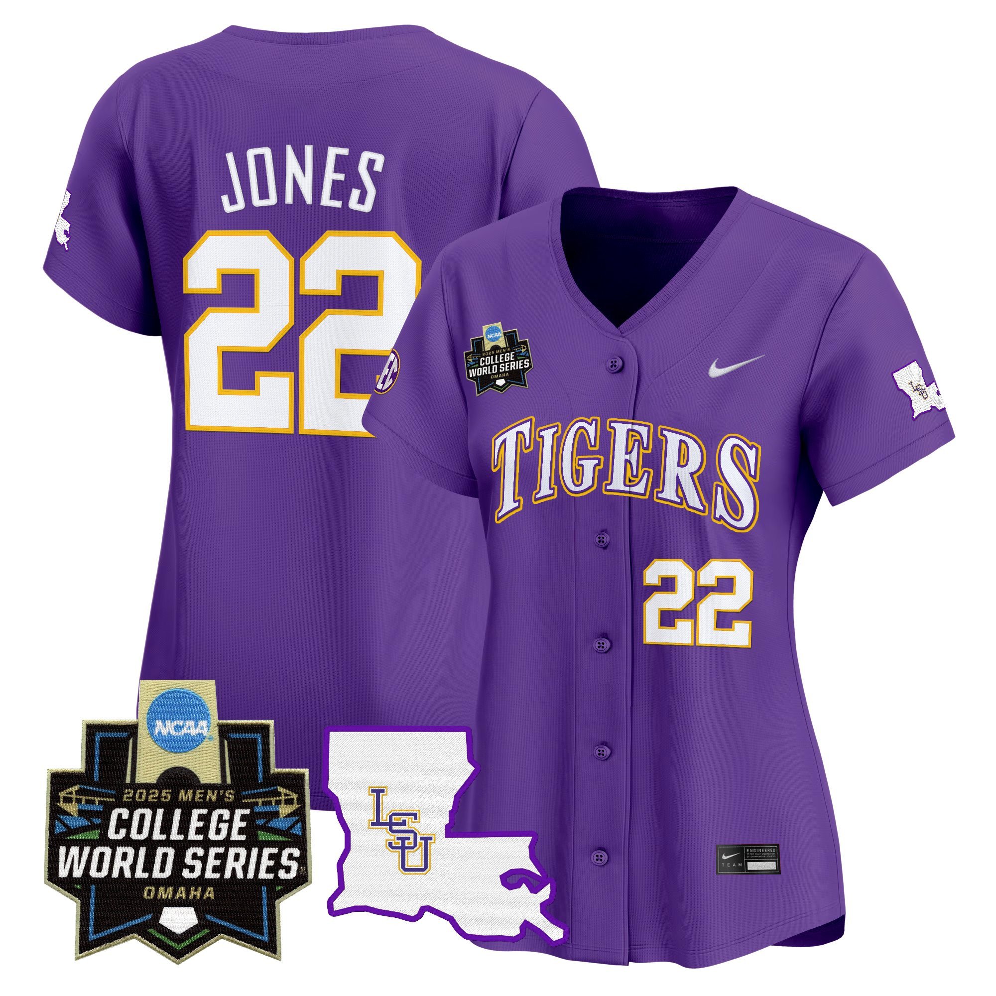 Women's LSU Tigers 2025 World Series Vapor Premier Limited Jersey - Purple Jared Jones