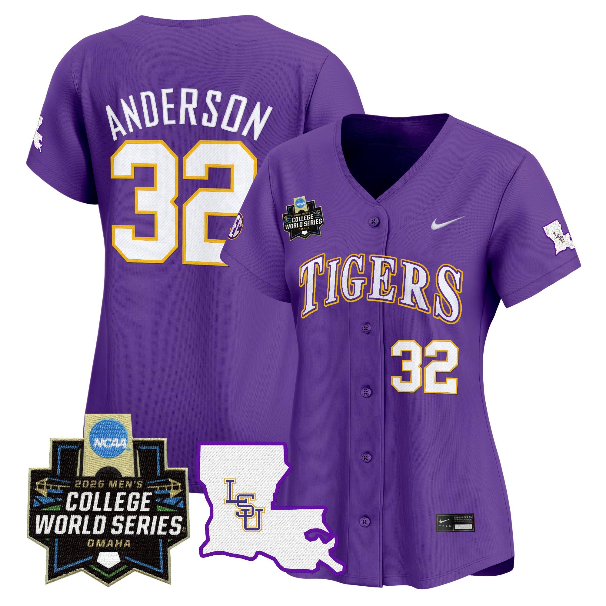 Women's LSU Tigers 2025 World Series Vapor Premier Limited Jersey - Purple Kade Anderson