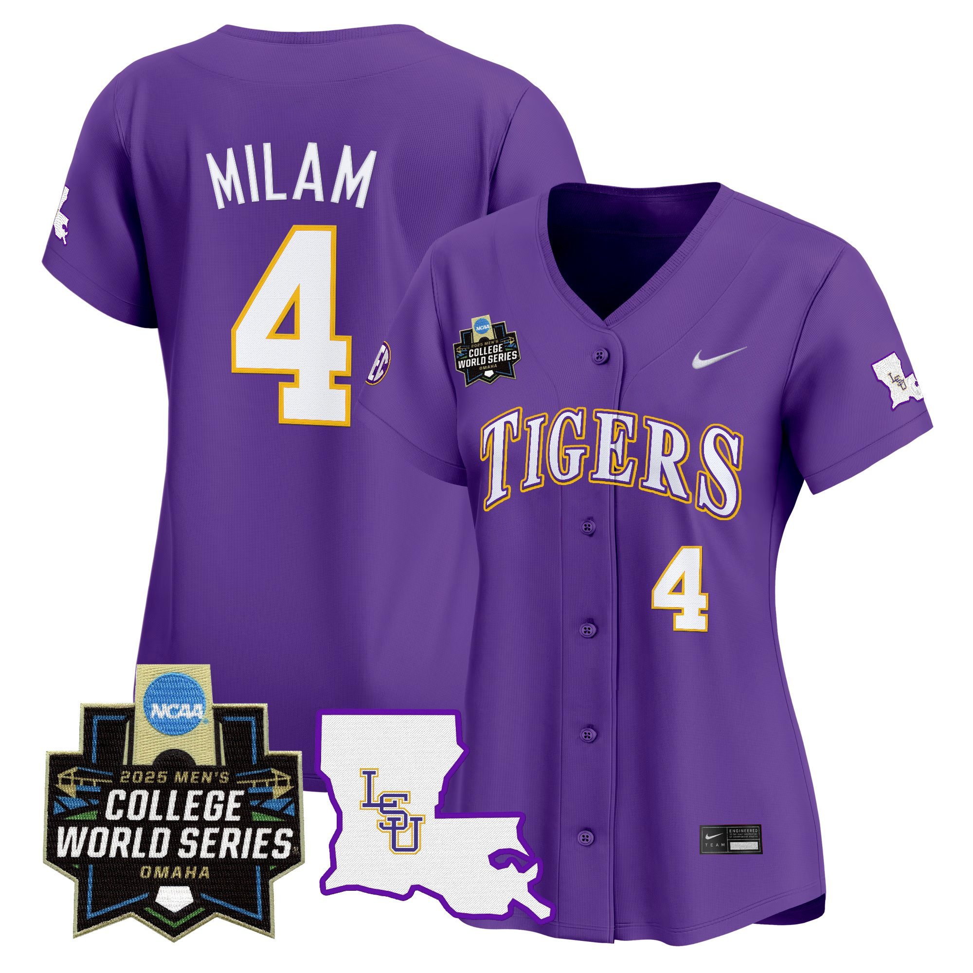 Women's LSU Tigers 2025 World Series Vapor Premier Limited Jersey - Purple Steven Milam