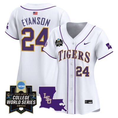Women's LSU Tigers 2025 World Series Vapor Premier Limited Jersey - White Anthony Eyanson