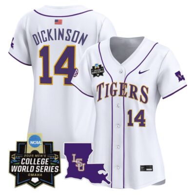 Women's LSU Tigers 2025 World Series Vapor Premier Limited Jersey - White Daniel Dickinson