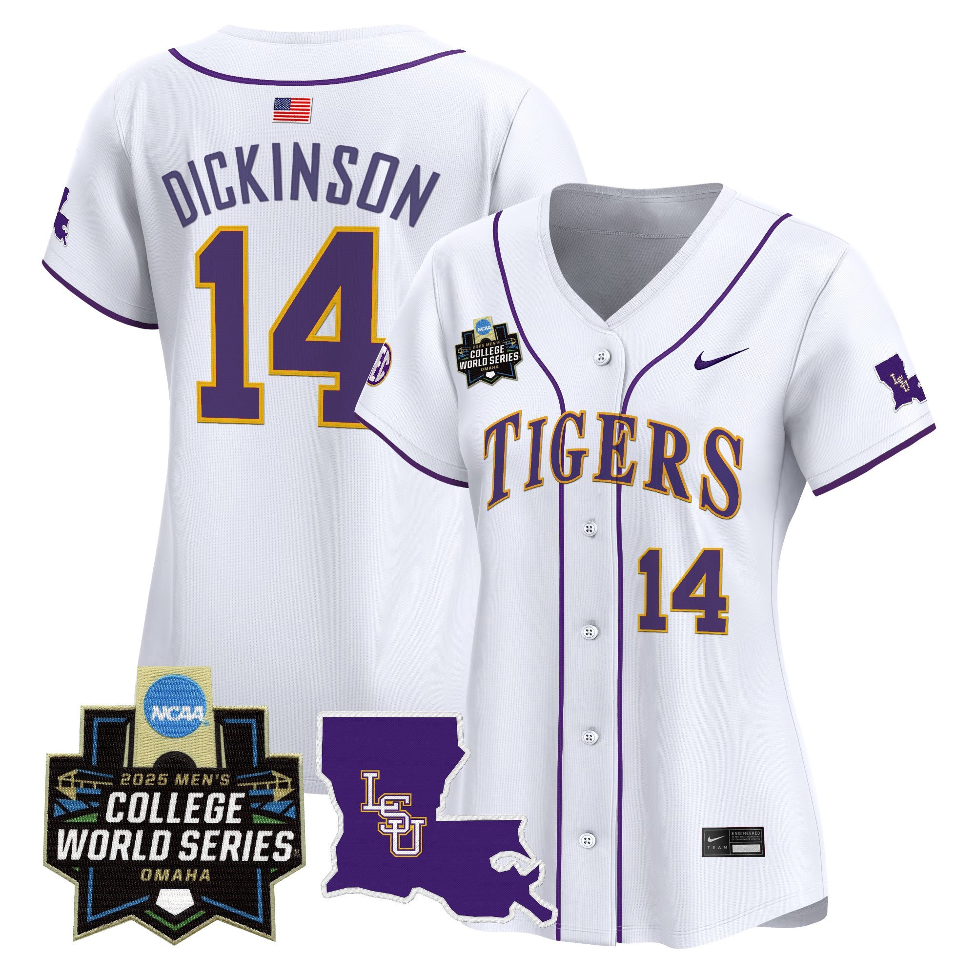 Women's LSU Tigers 2025 World Series Vapor Premier Limited Jersey - White Daniel Dickinson