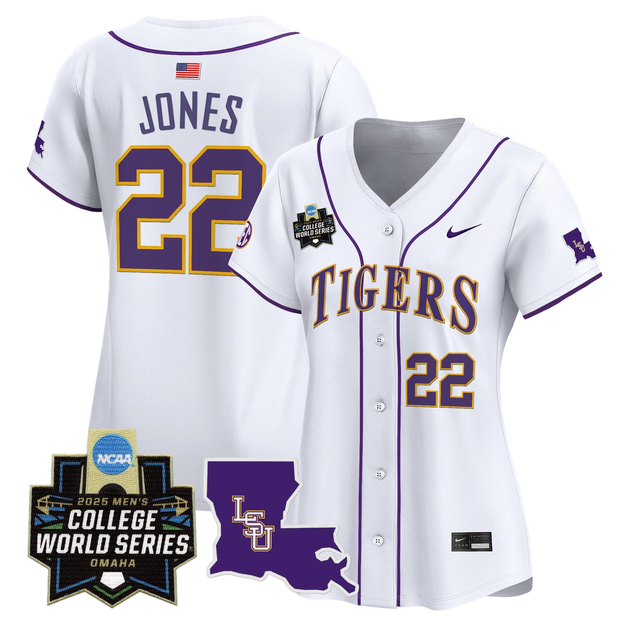 Women's LSU Tigers 2025 World Series Vapor Premier Limited Jersey - White Jared Jones