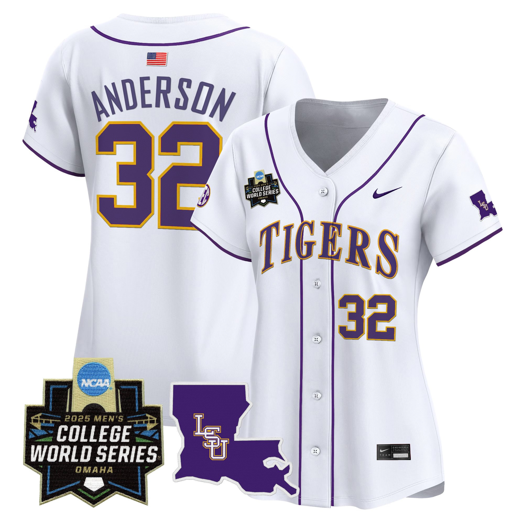 Women's LSU Tigers 2025 World Series Vapor Premier Limited Jersey - White Kade Anderson