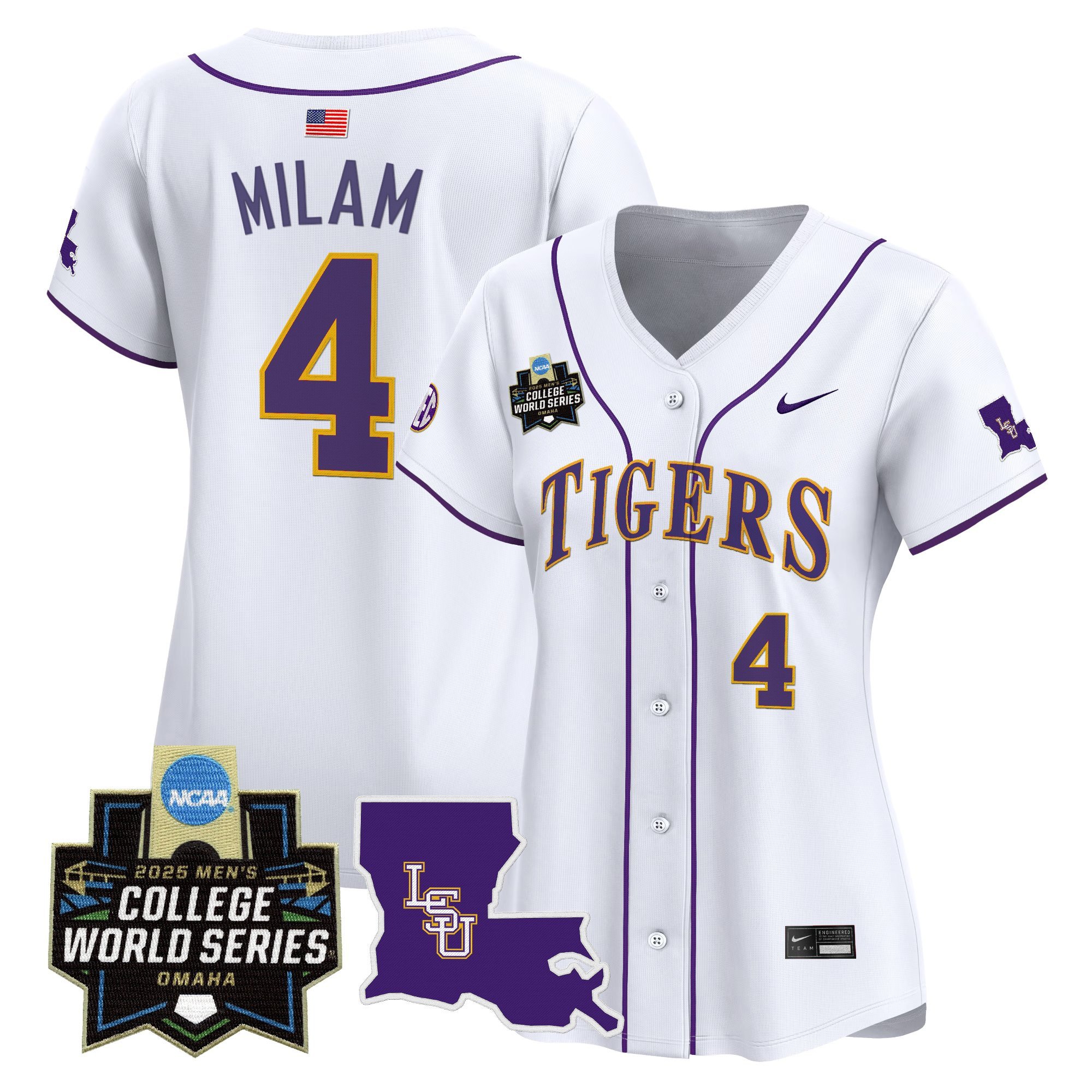 Women's LSU Tigers 2025 World Series Vapor Premier Limited Jersey - White Steven Milam
