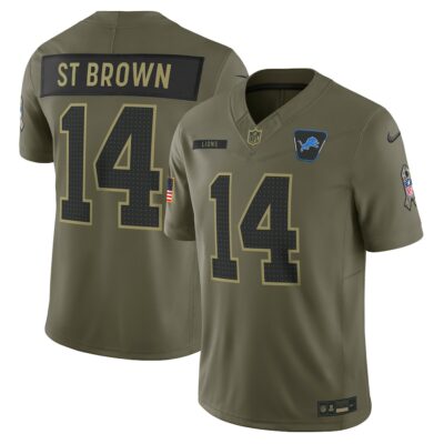 Amon-Ra St. Brown Detroit Lions 2025 Salute to Service Limited Jersey - Olive