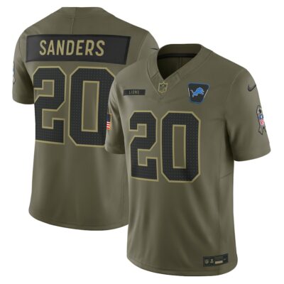 Barry Sanders Detroit Lions 2025 Salute to Service Retired Limited Jersey - Olive