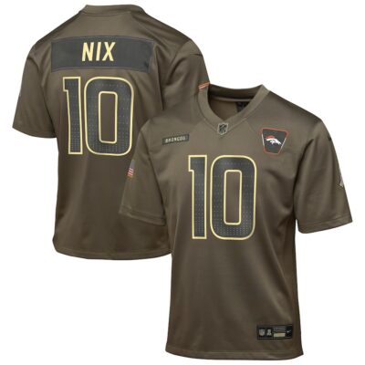 Bo Nix Denver Broncos Youth 2025 Salute to Service Game Jersey - Olive