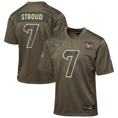 C.J. Stroud Houston Texans Youth 2025 Salute to Service Game Jersey - Olive