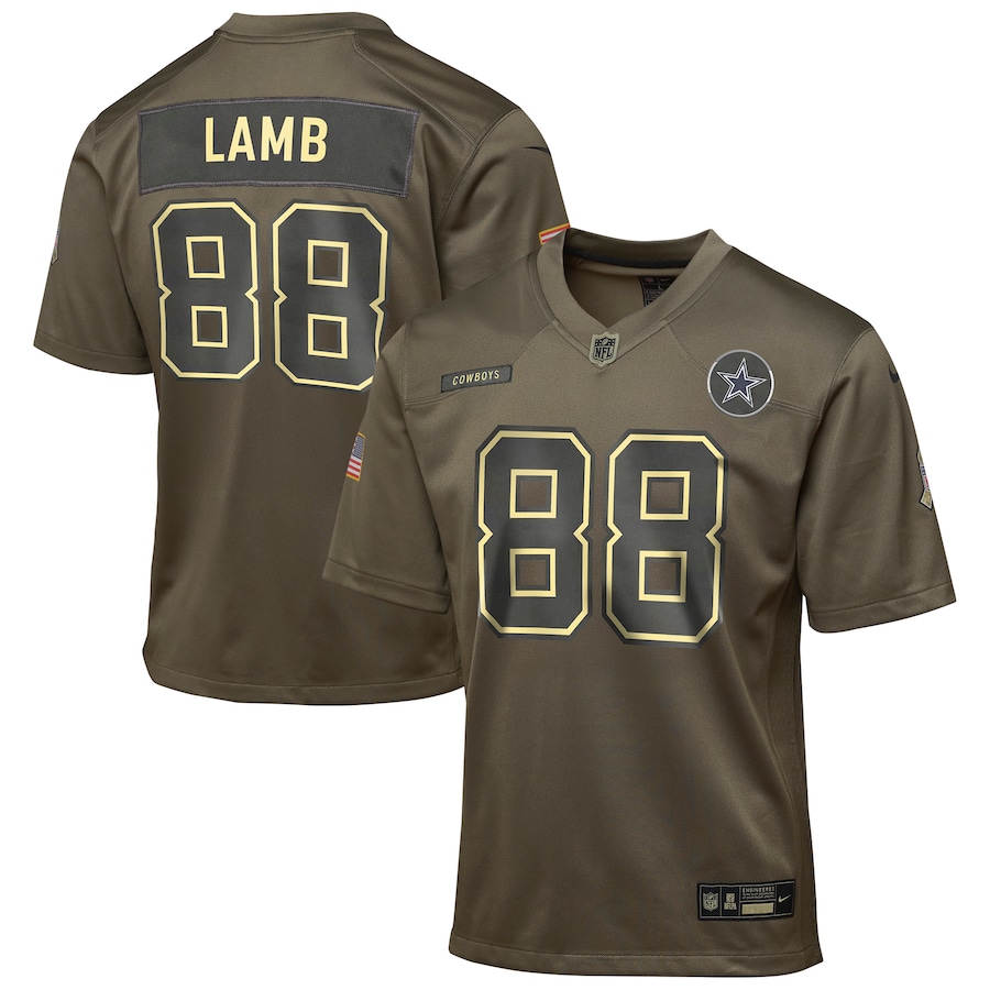 CeeDee Lamb Dallas Cowboys Youth 2025 Salute to Service Game Jersey - Olive