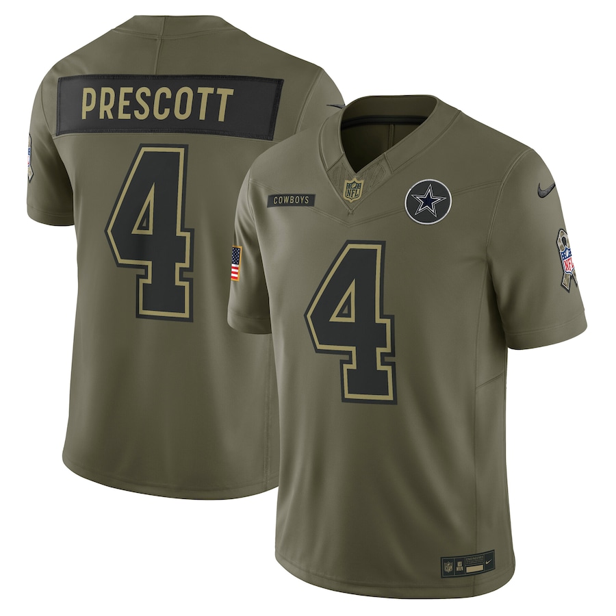 Dak Prescott Dallas Cowboys 2025 Salute to Service Limited Jersey - Olive