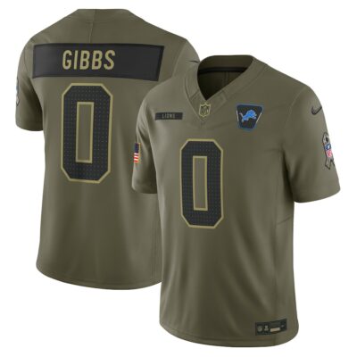 Jahmyr Gibbs Detroit Lions 2025 Salute to Service Limited Jersey - Olive