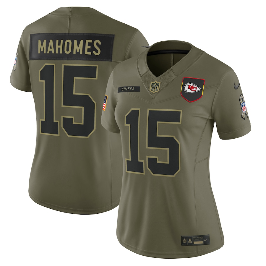 Patrick Mahomes Kansas City Chiefs Women's 2025 Salute to Service Limited Jersey - Olive