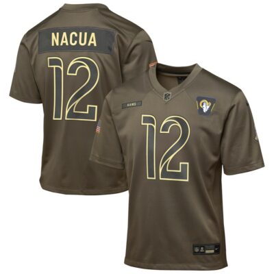 Puka Nacua Los Angeles Rams Youth 2025 Salute to Service Game Jersey - Olive