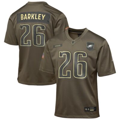 Saquon Barkley Philadelphia Eagles Youth 2025 Salute to Service Game Jersey - Olive
