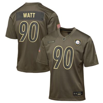 T.J. Watt Pittsburgh Steelers Youth 2025 Salute to Service Game Jersey - Olive