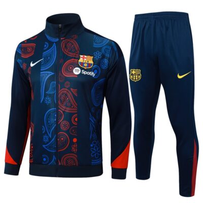 Barca Tracksuit Jacket 2024 2025 Blue Pattern