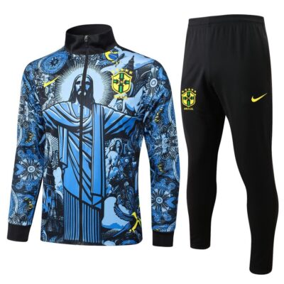 Brazil Tracksuit Jacket 2024 2025 Blue Pattern