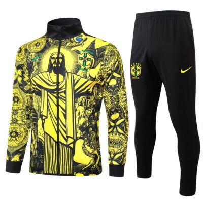 Brazil Tracksuit Jacket 2024 2025 Yellow Pattern