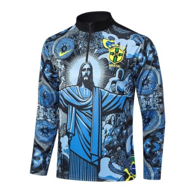 Alternative view of Brazil Training Tracksuit 2024 2025 Blue Pattern