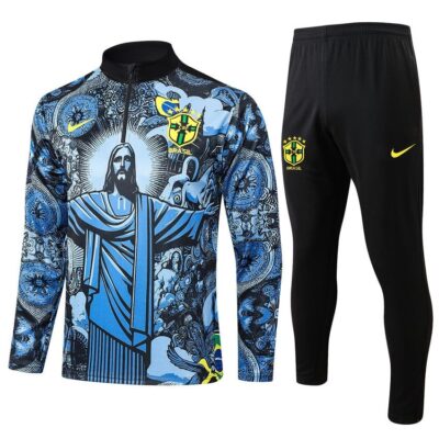 Brazil Training Tracksuit 2024 2025 Blue Pattern