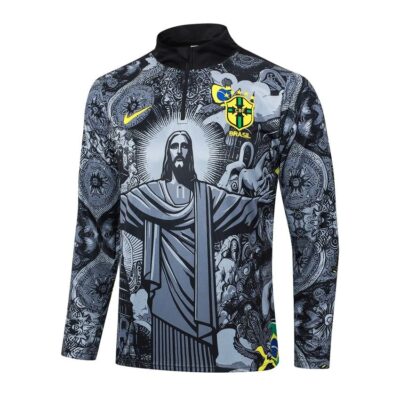 Alternative view of Brazil Training Tracksuit 2024 2025 Grey Pattern