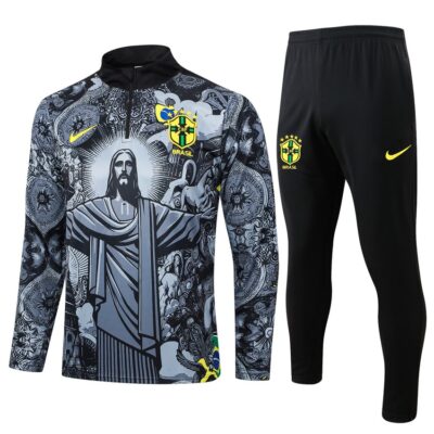 Brazil Training Tracksuit 2024 2025 Grey Pattern