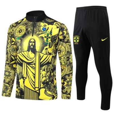 Brazil Training Tracksuit 2024 2025 Yellow Pattern