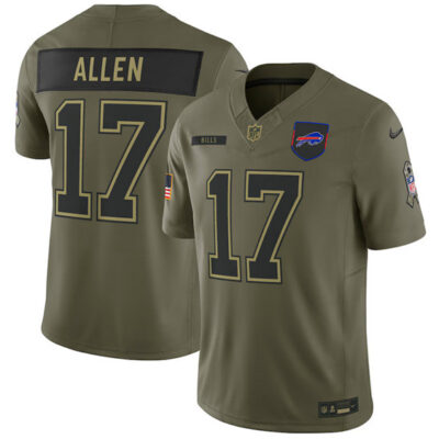 Buffalo Bills #17 Josh Allen Olive 2025 Salute to Service Limited Football Stitched Jersey
