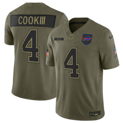 Buffalo Bills #4 James Cook III Olive 2025 Salute to Service Limited Football Stitched Jersey