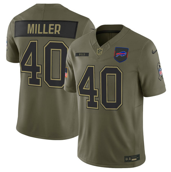 Buffalo Bills #40 Von Miller Olive 2025 Salute to Service Limited Football Stitched Jersey