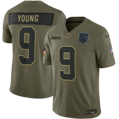 Carolina Panthers #9 Bryce Young Olive 2025 Salute to Service Limited Football Stitched Jersey