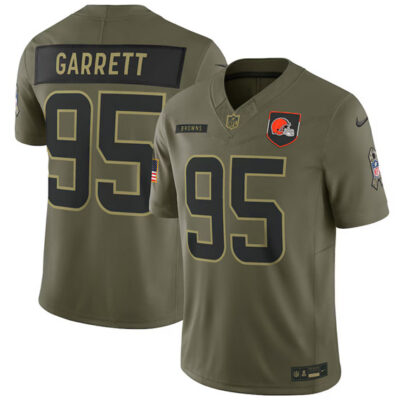 Cleveland Browns #95 Myles Garrett Olive 2025 Salute to Service Limited Football Stitched Jersey