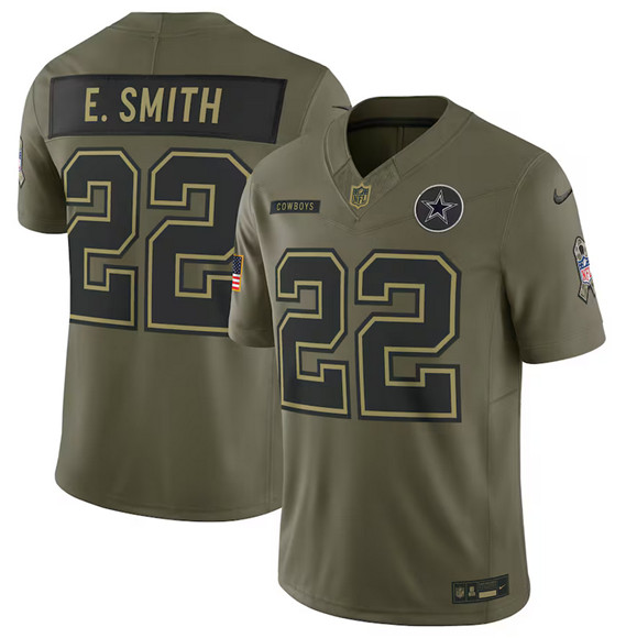 Dallas Cowboys #22 Emmitt Smith Olive 2025 Salute to Service Limited Football Stitched Jersey