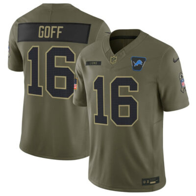 Detroit Lions #16 Jared Goff Olive 2025 F.U.S.E. Salute to Service Limited Football Stitched Jersey