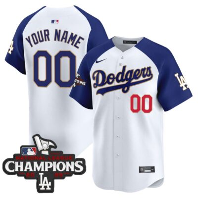 Dodgers 2025 National League Champions Vapor Premier Limited Custom Jersey - White Alternate