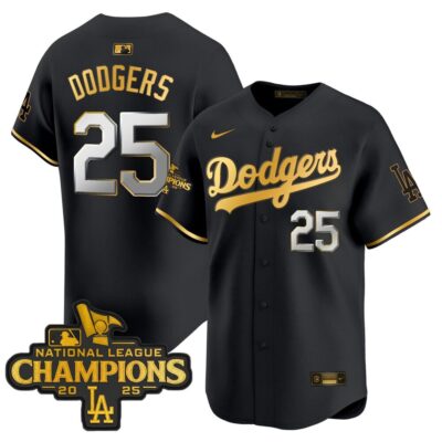 Dodgers 2025 National League Champions Vapor Premier Limited Jersey - Black Gold #25 Dodgers