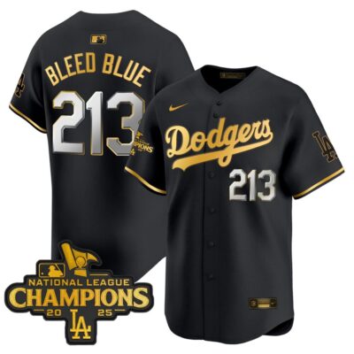Dodgers 2025 National League Champions Vapor Premier Limited Jersey - Black Gold Bleed Blue 213