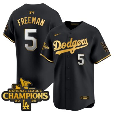 Dodgers 2025 National League Champions Vapor Premier Limited Jersey - Black Gold Freddie Freeman