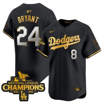 Dodgers 2025 National League Champions Vapor Premier Limited Jersey - Black Gold Kobe Bryant