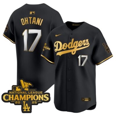 Dodgers 2025 National League Champions Vapor Premier Limited Jersey - Black Gold Shohei Ohtani