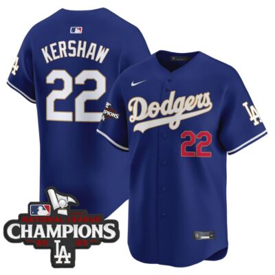 Dodgers 2025 National League Champions Vapor Premier Limited Jersey - Royal Clayton Kershaw